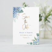 Invitation fleurs d'hydrangée Enregistrer la date (Debout devant)