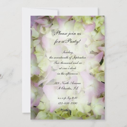 Invitation Fleurs d'Hydrangée Presque Rose Toute la fête d'Oc (Devant)