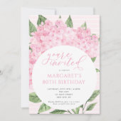 Invitation Fleurs d'Hydrangée rose Cercle Frame Anniversaire (Devant)