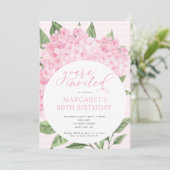 Invitation Fleurs d'Hydrangée rose Cercle Frame Anniversaire (Debout devant)