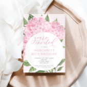 Invitation Fleurs d'Hydrangée rose Cercle Frame Anniversaire