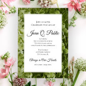Invitation Fleurs d'Hydrangée Verte Célébration de la vie
