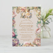 Invitation Fleurs diamant de Couronne or Quinceanera (Debout devant)