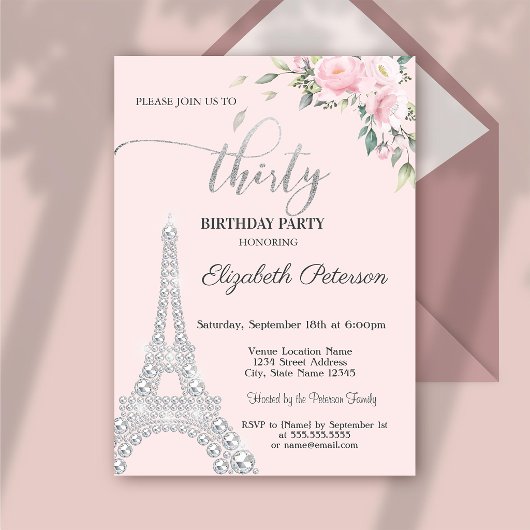 Invitation Fleurs, Diamants Tour Eiffel 30e anniversaire
