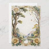 Invitation Fleurs d'imaginaire mariage et arbre (Devant / Derrière)