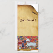 INVITATION FLEURS D'IMAGINAIRE MÉDIÉVAL UNICORN, PARCHEMENT F (Devant)