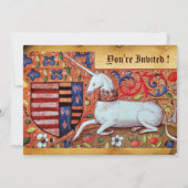 INVITATION FLEURS D'IMAGINAIRE MÉDIÉVAL UNICORN, PARCHEMENT F (Devant)