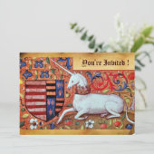 INVITATION FLEURS D'IMAGINAIRE MÉDIÉVAL UNICORN, PARCHEMENT F (Debout devant)