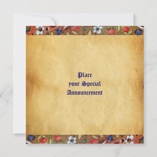 INVITATION FLEURS D'IMAGINAIRE MÉDIÉVAL UNICORN, PARCHEMENT F (Dos)