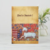 INVITATION FLEURS D'IMAGINAIRE MÉDIÉVAL UNICORN, PARCHEMENT F (Debout devant)