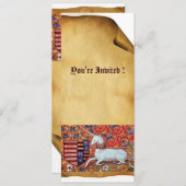 INVITATION FLEURS D'IMAGINAIRE MÉDIÉVAL UNICORN, PARCHEMENT F (Devant / Derrière)