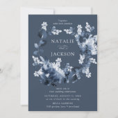 Invitation Fleurs d'Indigo Abstraites | Mariage (Devant)