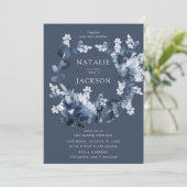 Invitation Fleurs d'Indigo Abstraites | Mariage (Debout devant)