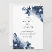 Invitation Fleurs d'Indigo Abstraites | Mariage (Devant)