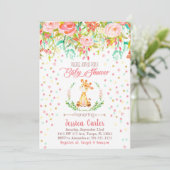 Invitation Fleurs d'invitation Baby shower et girafe (Debout devant)