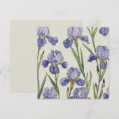 Invitation Fleurs d'Iris Bleu (Devant / Derrière)