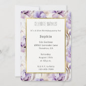 Invitation Fleurs d'Iris Crème Violette Lavande Anniversaire (Devant)