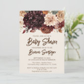 Invitation Fleurs d'ivoire beige Brown Baby shower floral (Debout devant)