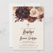 Invitation Fleurs d'ivoire beige Brown Baptême floral (Devant)