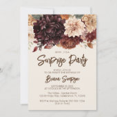 Invitation Fleurs d'ivoire beige Brown Surprise fête d'annive (Devant)