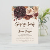 Invitation Fleurs d'ivoire beige Brown Surprise fête d'annive (Debout devant)