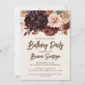 Invitation Fleurs d'ivoire beiges Brown fête d'anniversaire (Devant)