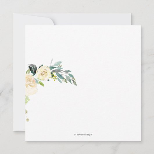 Invitation Fleurs d'ivoire d'aquarelle Gomme bleu Eucalyptus (Dos)