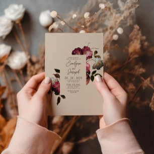 Invitation Fleurs d'ivoire de Bourgogne Boho Chic Mariage mod