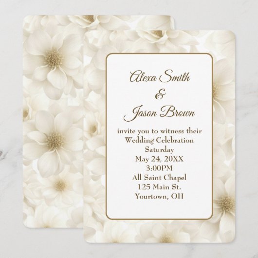 Invitation Fleurs d'ivoire mariages (Devant / Derrière)