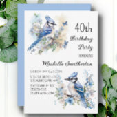 Invitation Fleurs d'oiseau geai bleu Printemps 40e anniversai