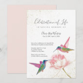 Invitation Fleurs d'oiseaux-mouches Célébration de (Devant / Derrière)