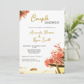 Invitation Fleurs d'Oleander Orange Plage Couple Shower  (Debout devant)