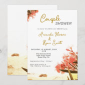 Invitation Fleurs d'Oleander Orange Plage Couple Shower  (Devant / Derrière)