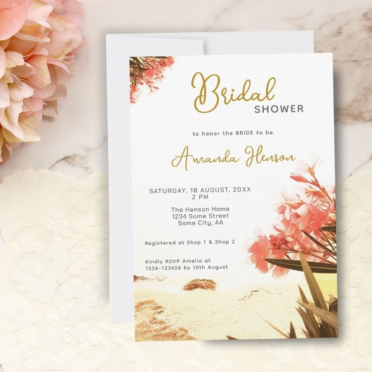 Invitation Fleurs d'oléandre orange Fête de mariage sur la pl