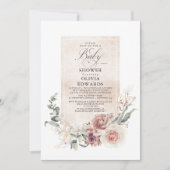 Invitation Fleurs d'ombre Terre Boho Elégant Baby shower (Devant)