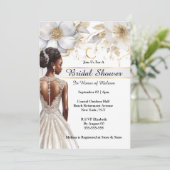 Invitation Fleurs d'or blanches de mariée afro-américaine (Debout devant)