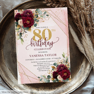 Invitation Fleurs d'or brillantes rousses 80 Anniversaire
