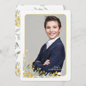 Invitation Fleurs d'or Cadre photo Religieux (Devant / Derrière)