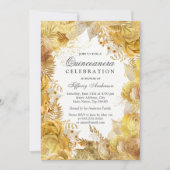 Invitation Fleurs d'or élégantes Quinceanera (Devant)