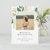 Invitation Fleurs d'or et d'aquarelle Fête de graduation phot (Debout devant)