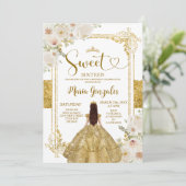 Invitation Fleurs d'or et de blanc Sweet sixteen couronne Ann (Debout devant)
