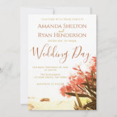 Invitation Fleurs d'or orange sur le mariage de plage (Devant)