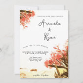 Invitation Fleurs d'or orange sur le mariage de plage (Devant)