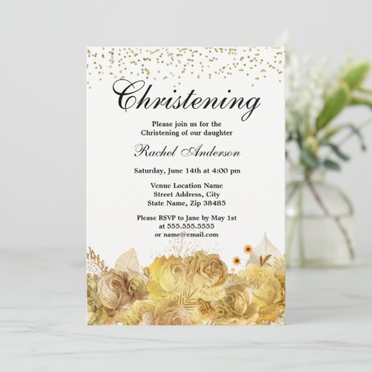 Invitation Fleurs d'or Parties scintillant Garçon fille Chris (Debout devant)