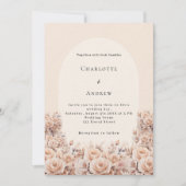 Invitation Fleurs d'or rose crème orche photo luxe mariage (Devant)