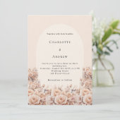 Invitation Fleurs d'or rose crème orche photo luxe mariage (Debout devant)