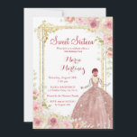 Invitation Fleurs d'or rose Parties scintillant d'or Blush ro<br><div class="desc">Fleurs d'or rose Parties scintillant d'or Blush rose Sweet 16 Invitation Fleurs Roses modernes Blush rose Sweet 16</div>
