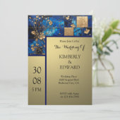 Invitation Fleurs d'or sur azur de minuit (Debout devant)