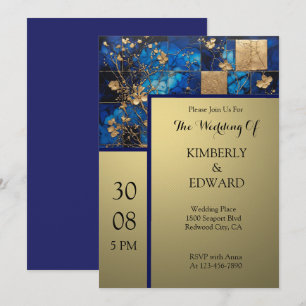 Invitation Fleurs d'or sur azur de minuit