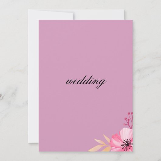 Invitation Fleurs d'orange rose botanique Chute en amour Mari (Dos)